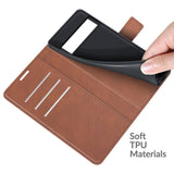 Google Pixel 6 Pro Læder Flip Cover m. Kortholder & Magnetisk Åbne/Lukke Funktion - Brun