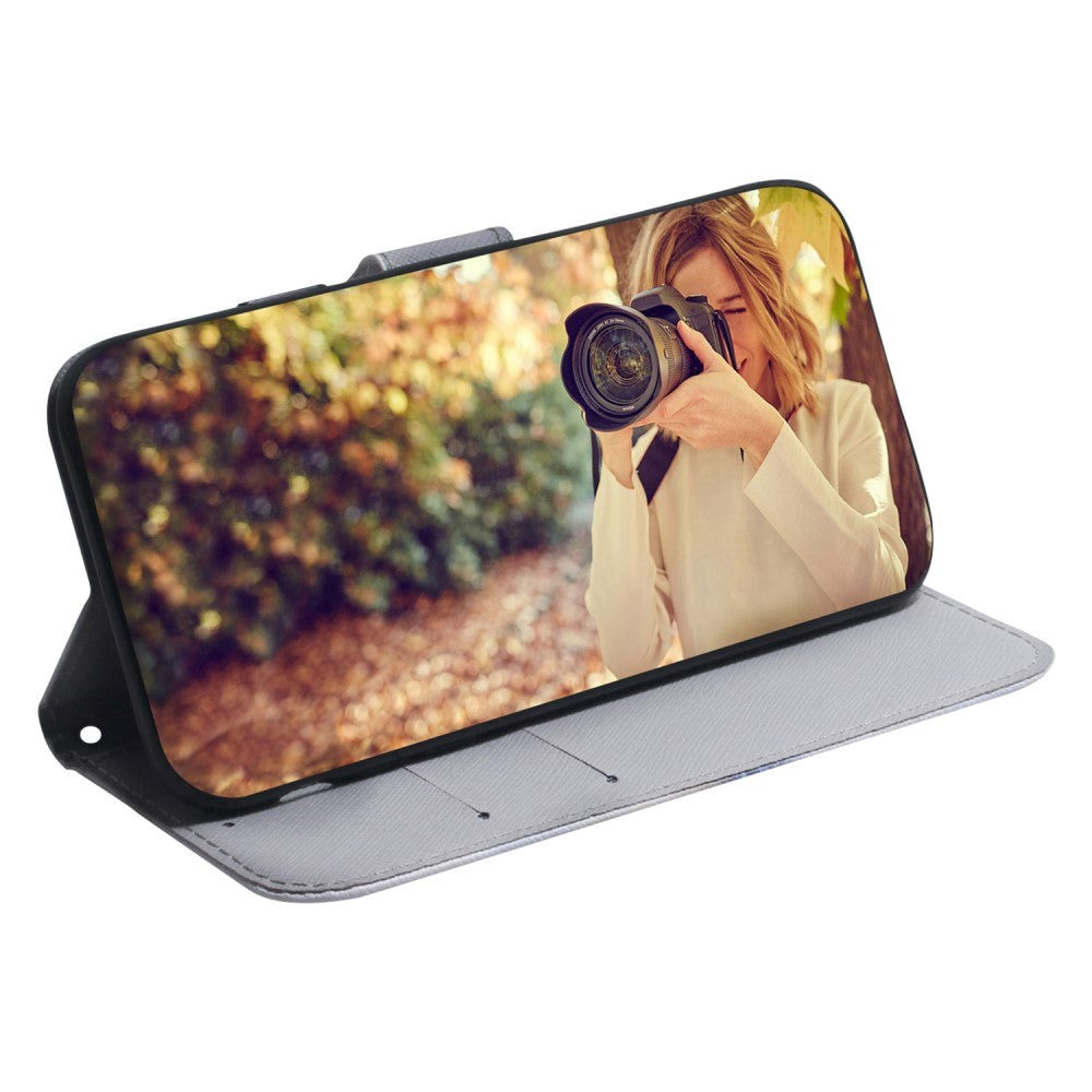 Google Pixel 6 Leather Flip Cover m. Lommebok og trykk - Wolf