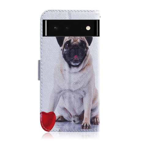 Google Pixel 6 Leather Flip Cover m. Lommebok og trykk - Hund