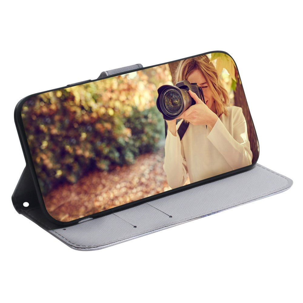 Google Pixel 6 Pro Leather Flip Cover m. Lommebok og trykk - Wolf