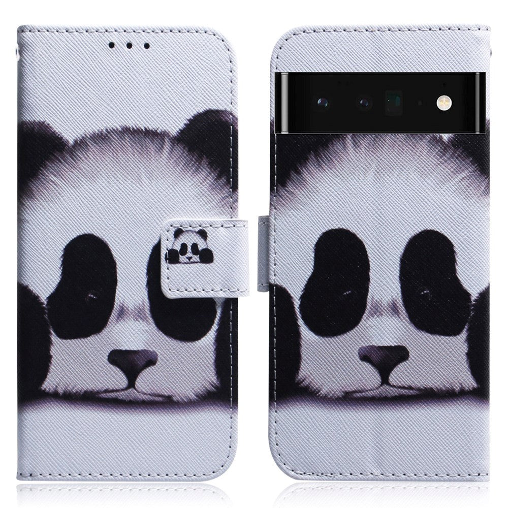 Google Pixel 6 Pro Leather Flip Cover m. Lommebok og trykk - Panda