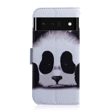 Google Pixel 6 Pro Leather Flip Cover m. Lommebok og trykk - Panda