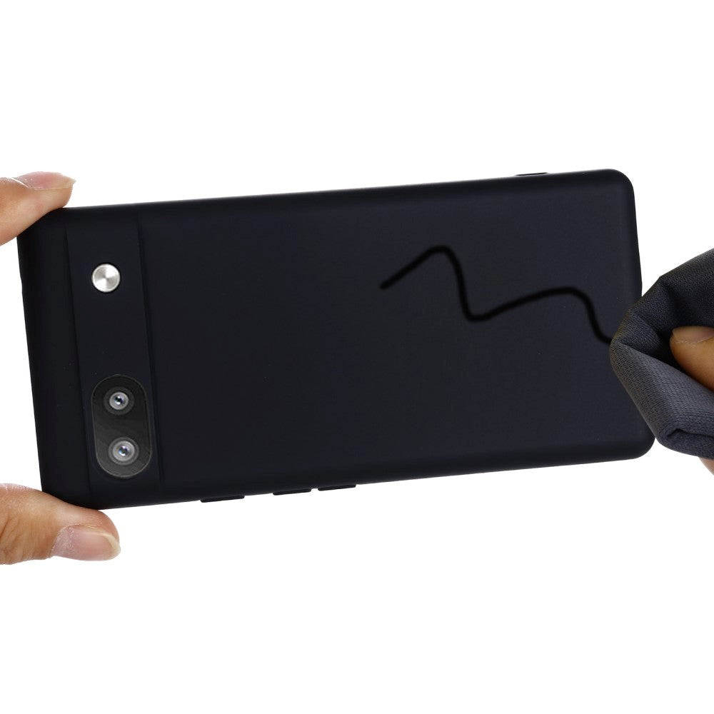 Google Pixel 6a flytende silikondeksel m. Stropp - Svart