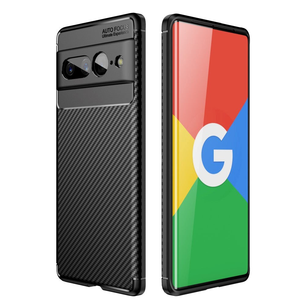 Google Pixel 7 Pro Carbon Fiber fleksibelt plastbakdeksel - svart