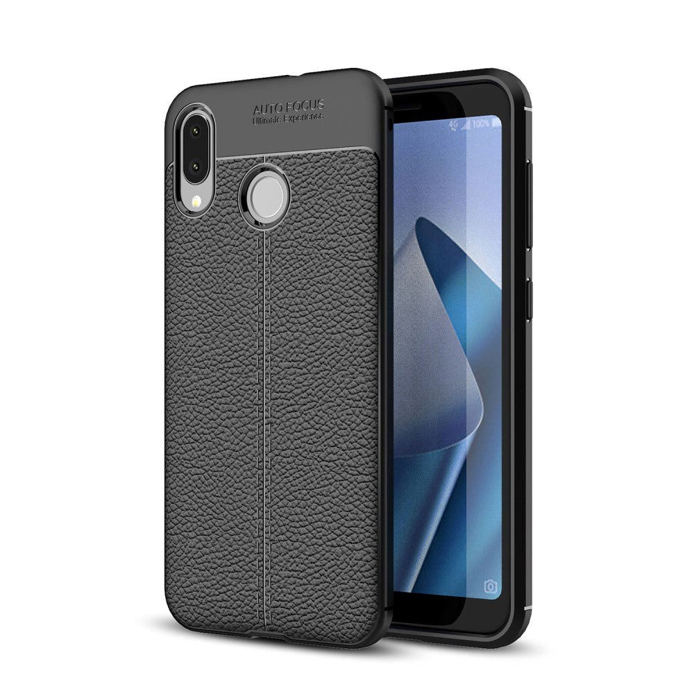 Asus Zenfone Max M1 ZB555KL Litchi Grain TPU-deksel Svart