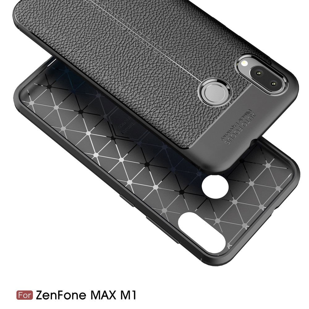Asus Zenfone Max M1 ZB555KL Litchi Grain TPU-deksel Svart