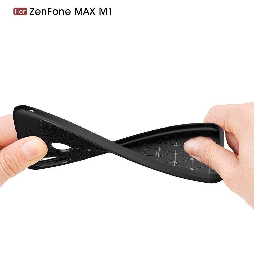 Asus Zenfone Max M1 ZB555KL Litchi Grain TPU-deksel Svart