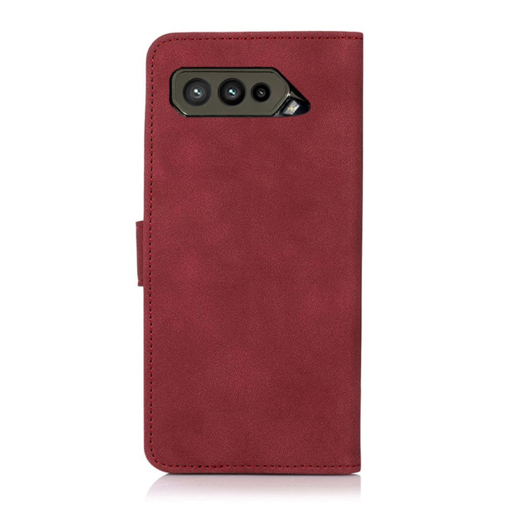Asus ROG Phone 5 Khazneh Flip Leather Cover m. Lommebok - Stofftekstur - Rød