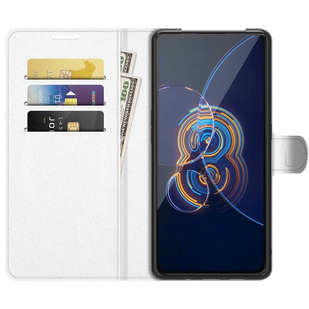 Asus Zenfone 8 Flip Litchi Faux Leather Flip Cover - Hvit