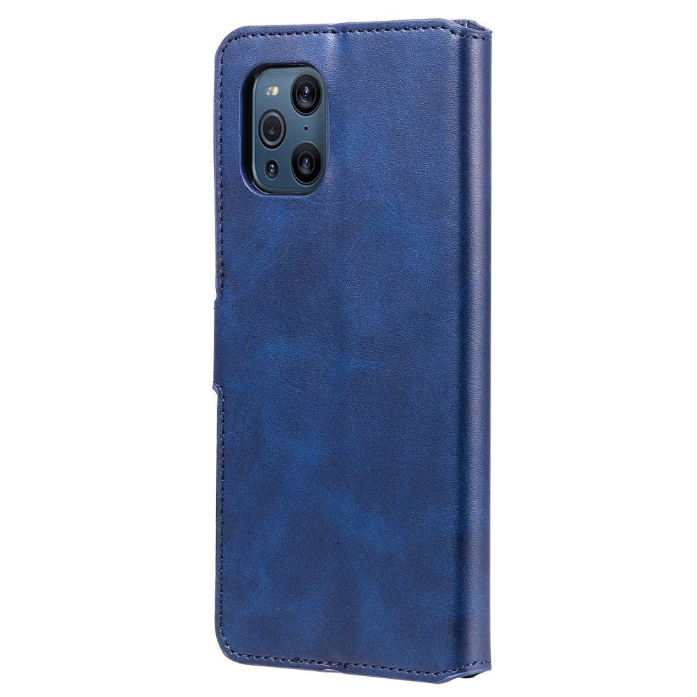 Oppo Find X3 Pro Leather Flip Cover m. Lommebok og magnetisk lukking - blå