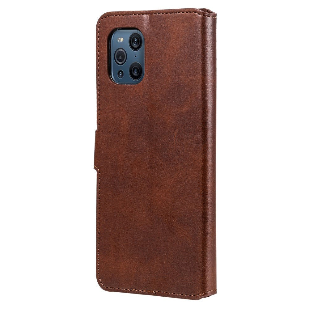 Oppo Find X3 Pro Leather Flip Cover m. Lommebok og magnetisk lukking - brun