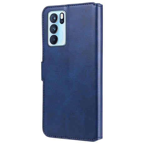 Oppo Reno6 Pro Leather Flip Cover m. Lommebok og magnetisk lukking - blå