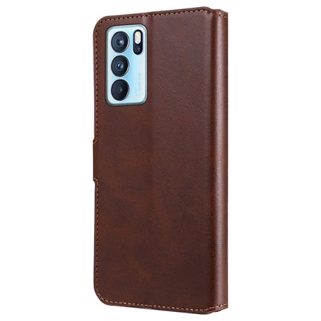 Oppo Reno6 Pro Leather Flip Cover m. Lommebok og magnetisk lukking - brun