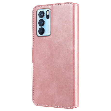 Oppo Reno6 Pro Leather Flip Cover m. Lommebok og magnetisk lukking - Rose gull