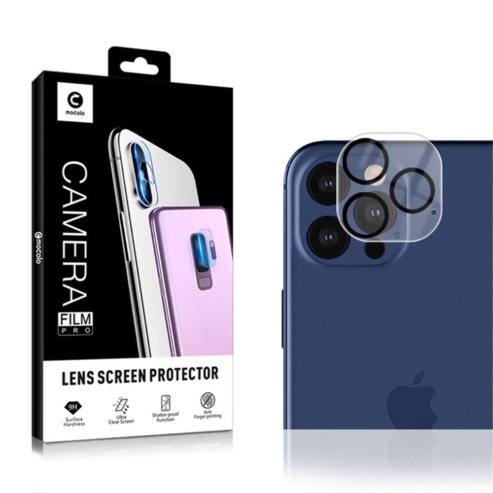 MOCOLO iPhone 12 Pro Max Beskyttelsesglas til Kameralinse - Gennemsigtig / Sort
