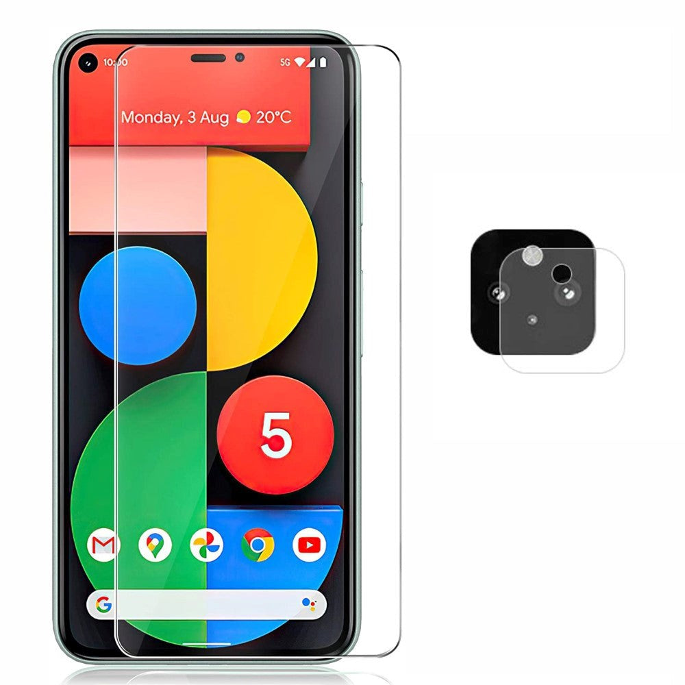 Google Pixel 5 Glass-Pro Skærmbeskyttelse & Kamera Beskyttelse - Full Fit - Gennemsigtig