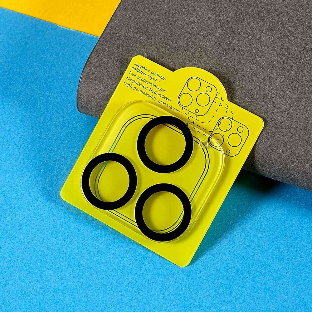 iPhone 14 Pro / 14 Pro Max herdet glass kameralinsebeskytter 2-pakning - gjennomsiktig med svart kant