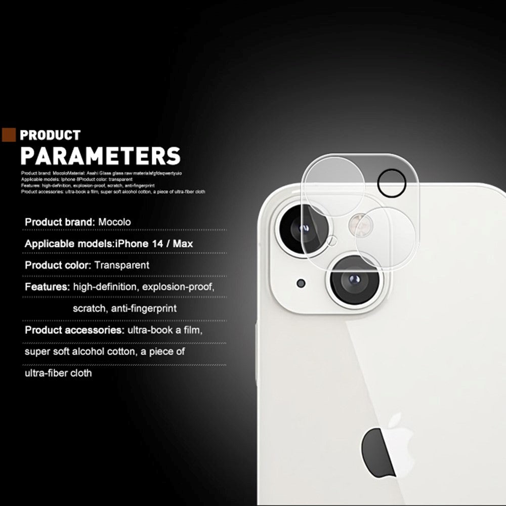 iPhone 14 / 14 Plus Bakkamera Lens Beskytter - Veskevennlig - Gjennomsiktig