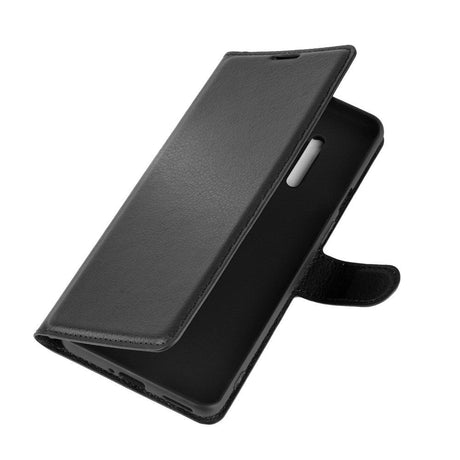 OnePlus 8 Pro Litchi Leather Flip Cover m. Lommebok - Svart