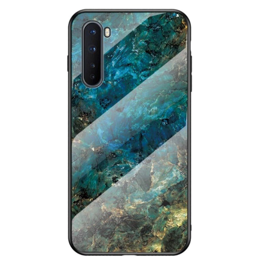 OnePlus Nord Fleksibelt Hybrid Plastik Marmor Cover - Emerald