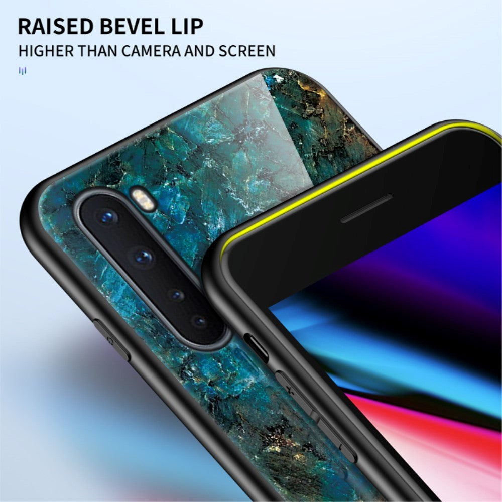 OnePlus Nord Fleksibelt Hybrid Plastik Marmor Cover - Emerald