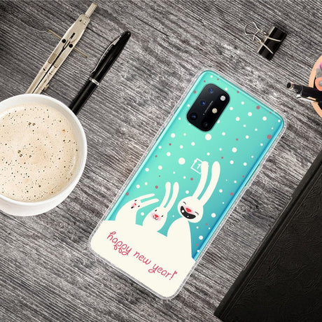 OnePlus 8T Fleksibelt Plast Jule Cover - Kaniner