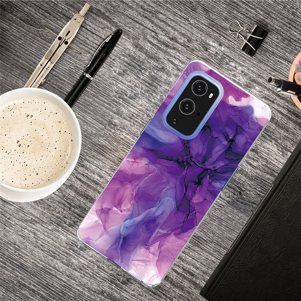 EIDERWOOD OnePlus 9 Pro Fleksibelt Plastik Mobil Cover m. Marmordesign - Lilla