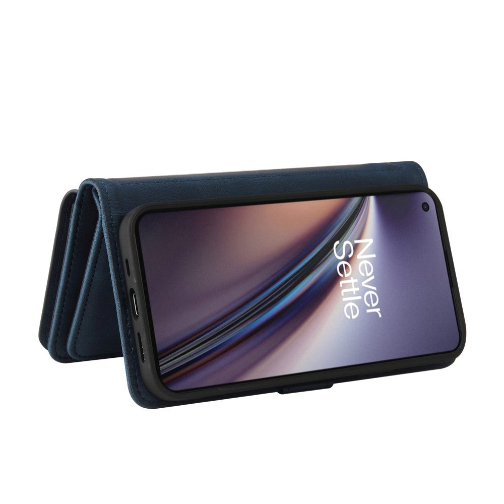 OnePlus Nord CE (5G) deksel i kunstskinn m. 15 kortholdere og stropp - blå