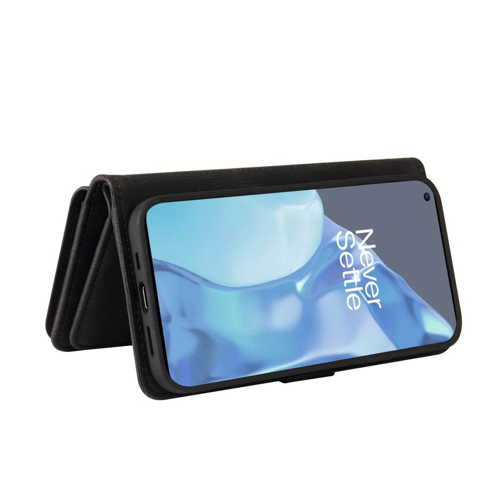 OnePlus 9 Pro kunstskinndeksel m. 15 kortholdere og snor - svart