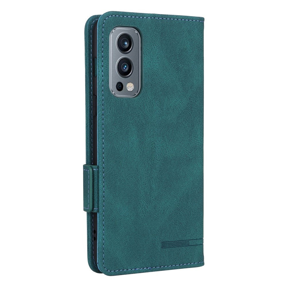 OnePlus Nord 2 (5G) Leather Flip Cover m. Lommebok- og stativfunksjon - Grønn