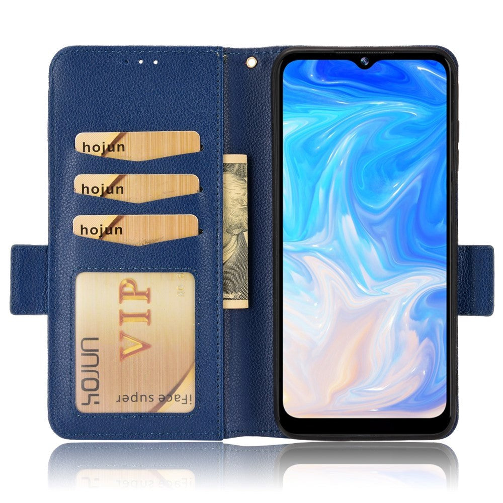 Doogee N40 Pro PU Litchi Leather Flip Cover m. Lommebok - Blå