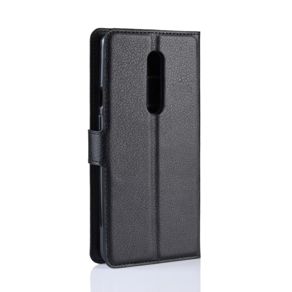 OnePlus 7 Pro Leather Flip Cover m. Lommebok og stativ - Svart