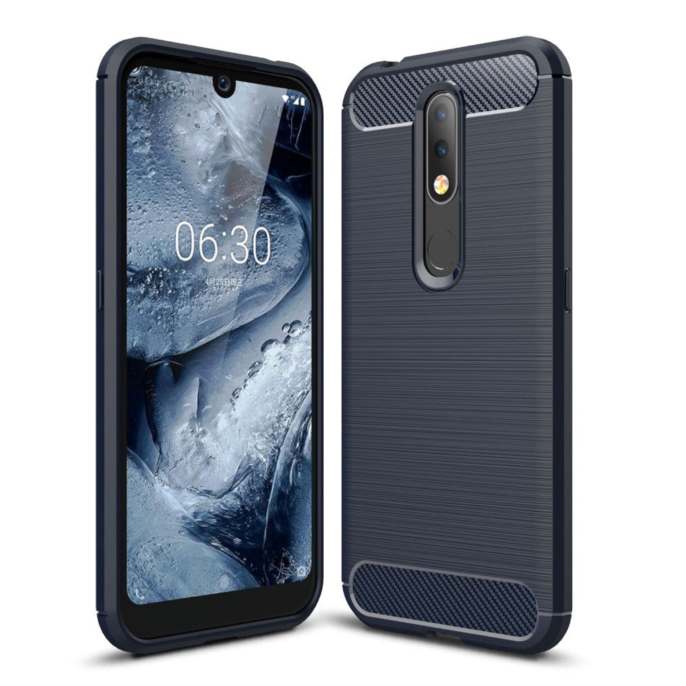 Nokia 4.2 Plastic Bakdeksel Carbon Texture - Blå