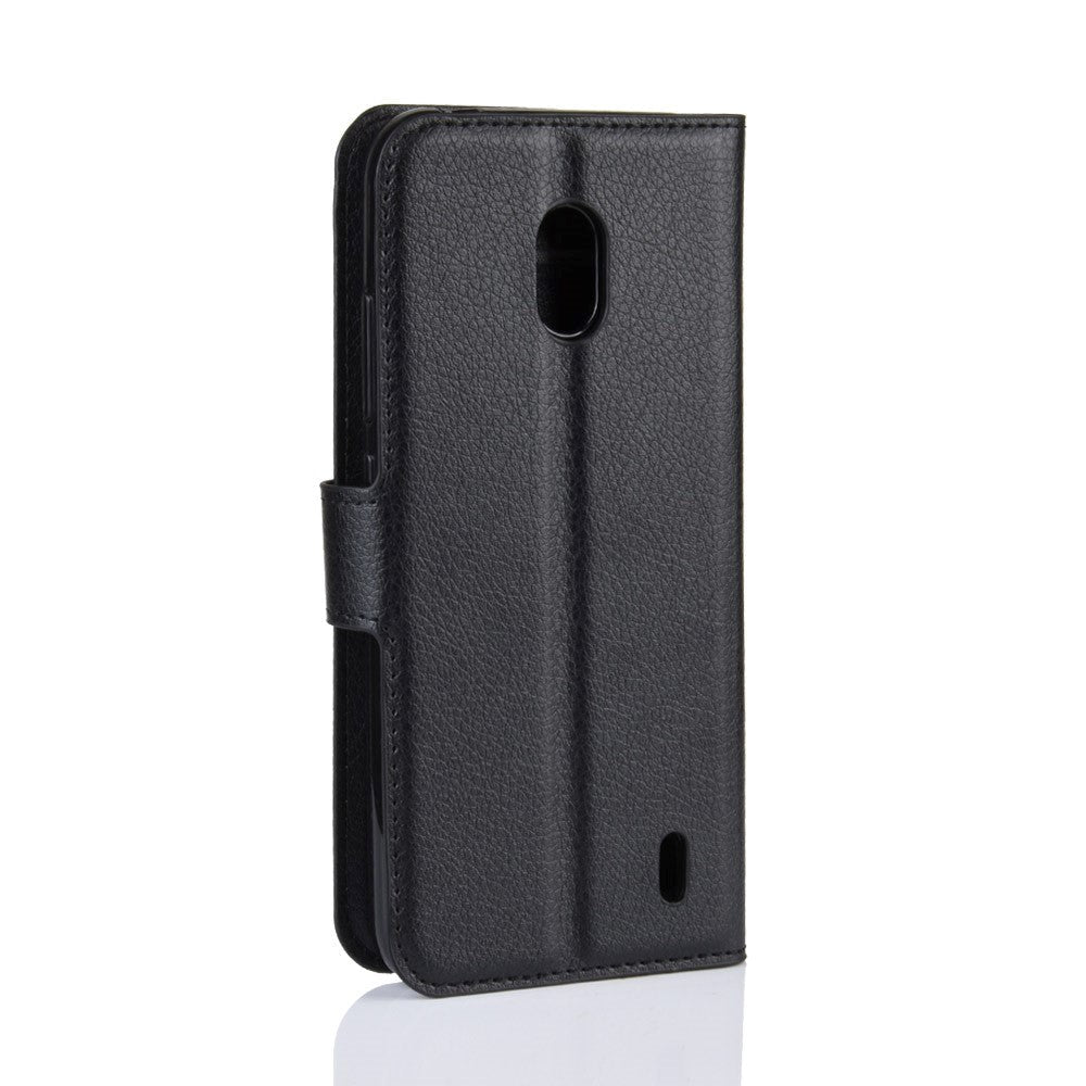 Nokia 2.2 Leather Flip Cover m. Lommebok - Svart