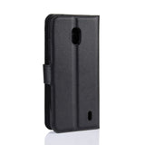 Nokia 2.2 Leather Flip Cover m. Lommebok - Svart