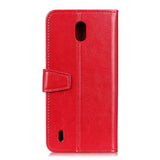 Nokia 1.3 Classic Leather Flip Cover m. Stativ og kortholder - rød