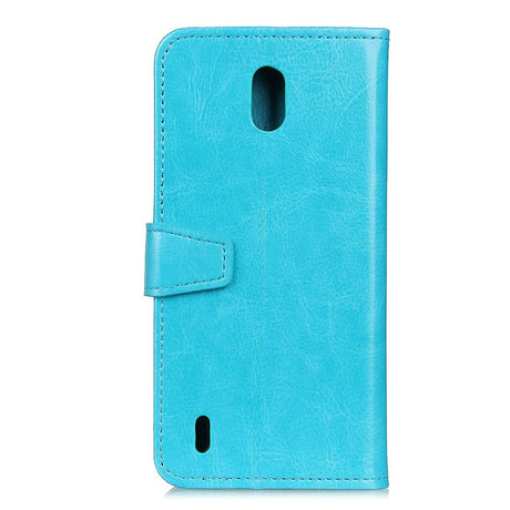 Nokia 1.3 Classic Leather Flip Cover m. Stativ og kortholder - Cyan