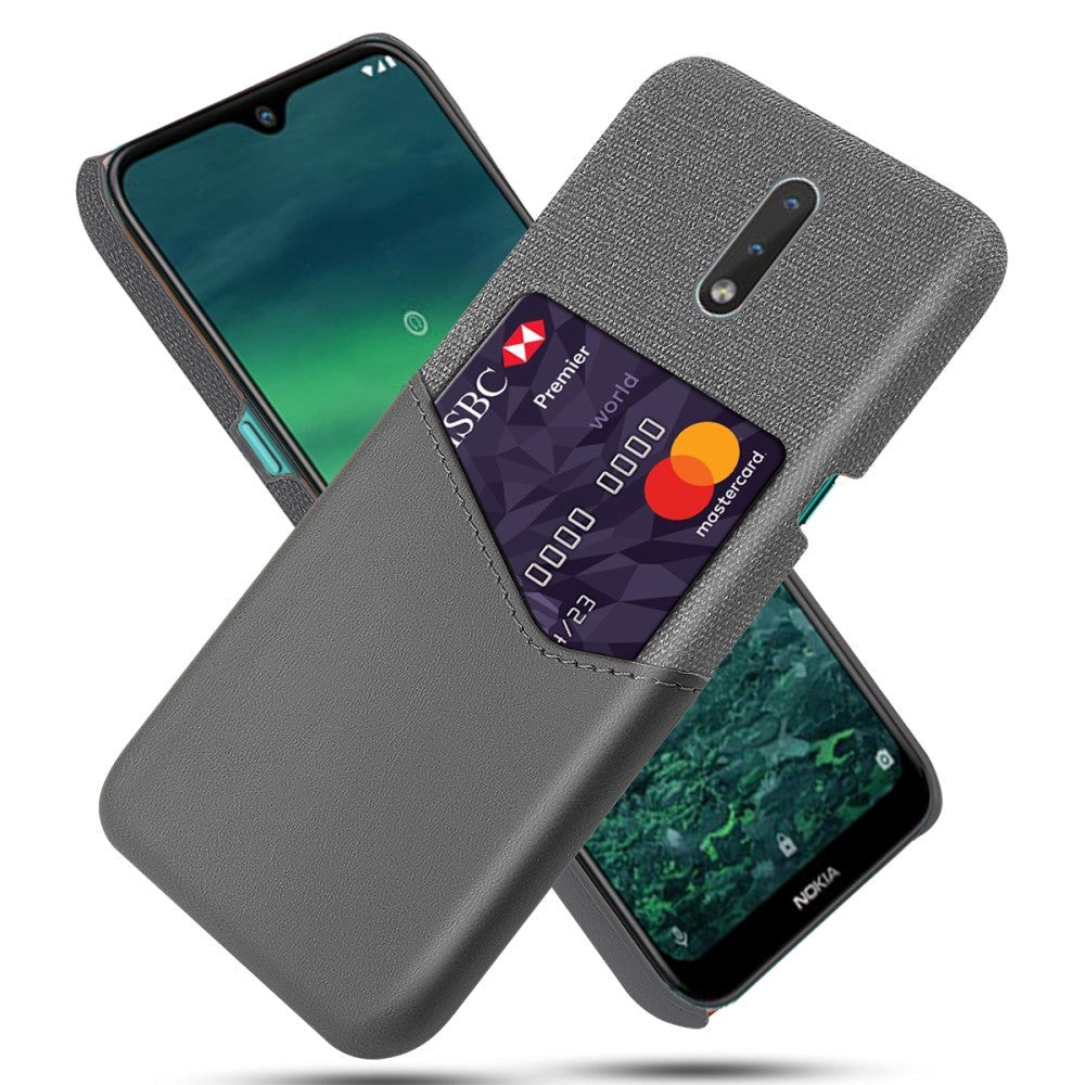 Nokia 2.3 Stoffdekket plastdeksel m. Skinnkortholder - Grå