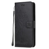 Nokia 5.3 Leather Flip Cover m. Lommebok - Ugler i Wood Black
