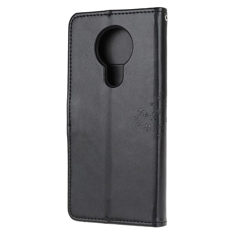 Nokia 5.3 Leather Flip Cover m. Lommebok - Ugler i Wood Black