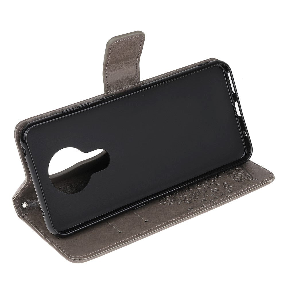 Nokia 5.3 Leather Flip Cover m. Lommebok - Ugler i tregrå