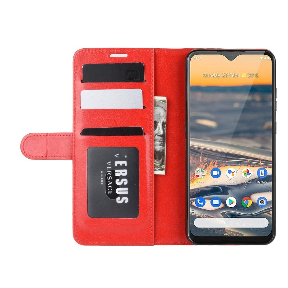 Nokia 5.3 Blankt Læder Cover m. Pung Rød