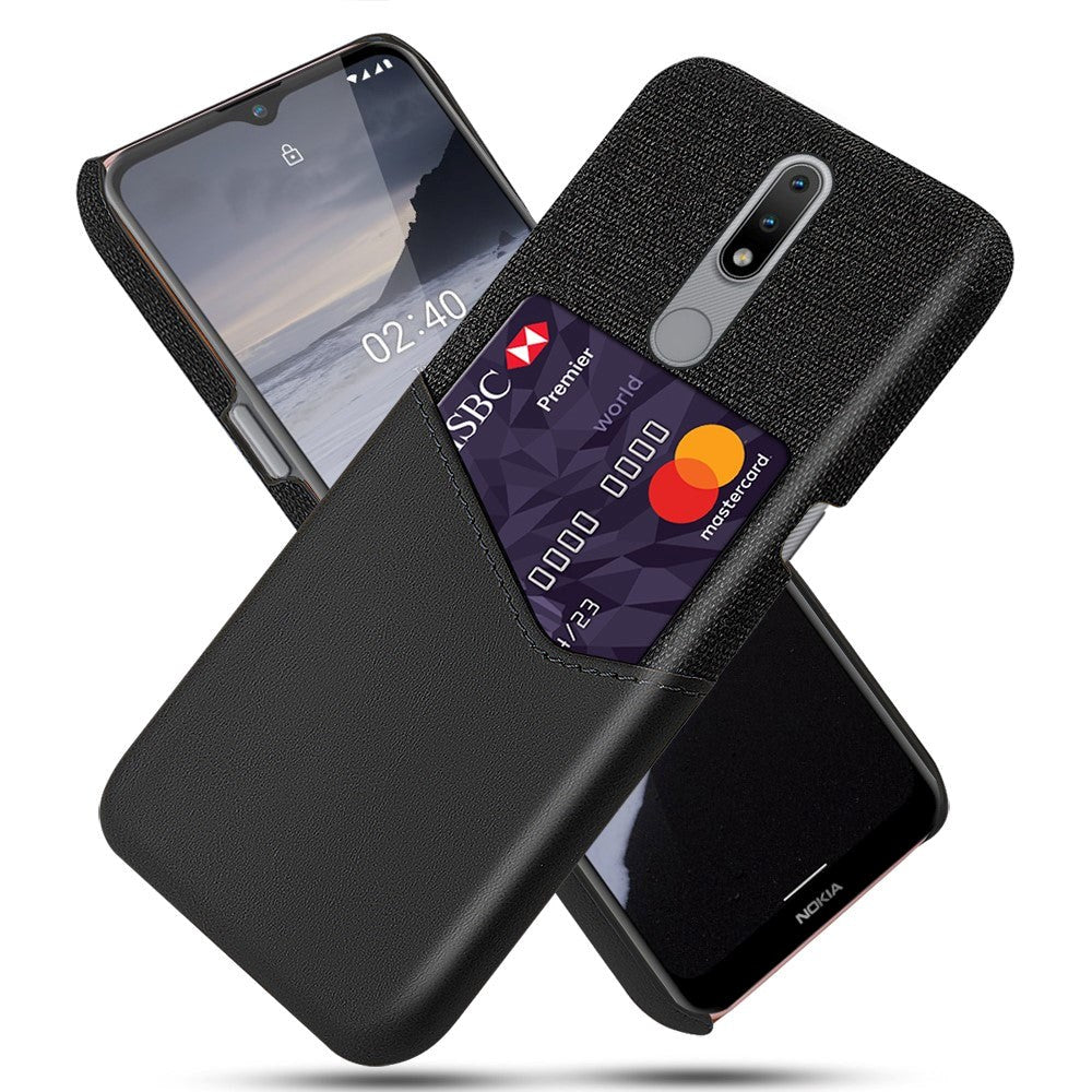 Nokia 2.4 stoffdekket plastdeksel m. Skinnkortholder - svart