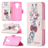 Nokia 3.4 skinndeksel m. Lommebok - Giraffe