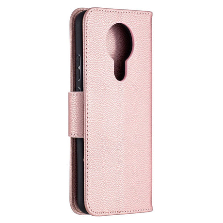 Nokia 3.4 Leather Flip Cover m. Litchi Texture - Rose gull