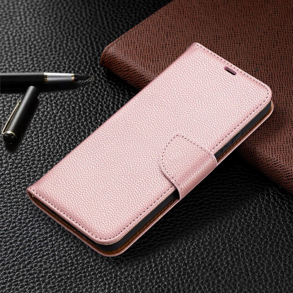 Nokia 3.4 Leather Flip Cover m. Litchi Texture - Rose gull