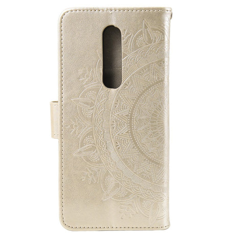 Nokia 2.4 Leather Flip Cover - Mandala Pattern Gold