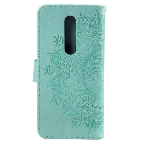 Nokia 2.4 Leather Flip Cover - Mandala Mønster Cyan