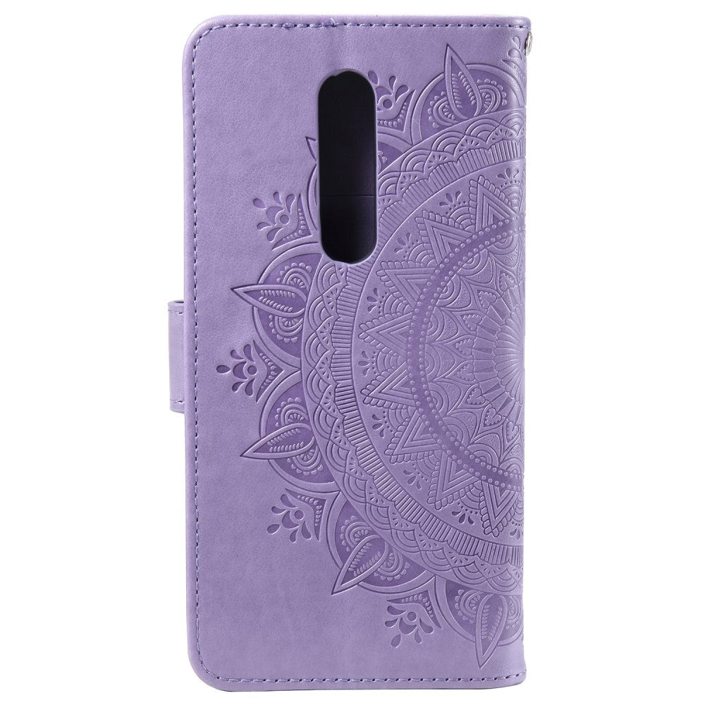 Nokia 2.4 Leather Flip Cover - Mandala mønster lilla