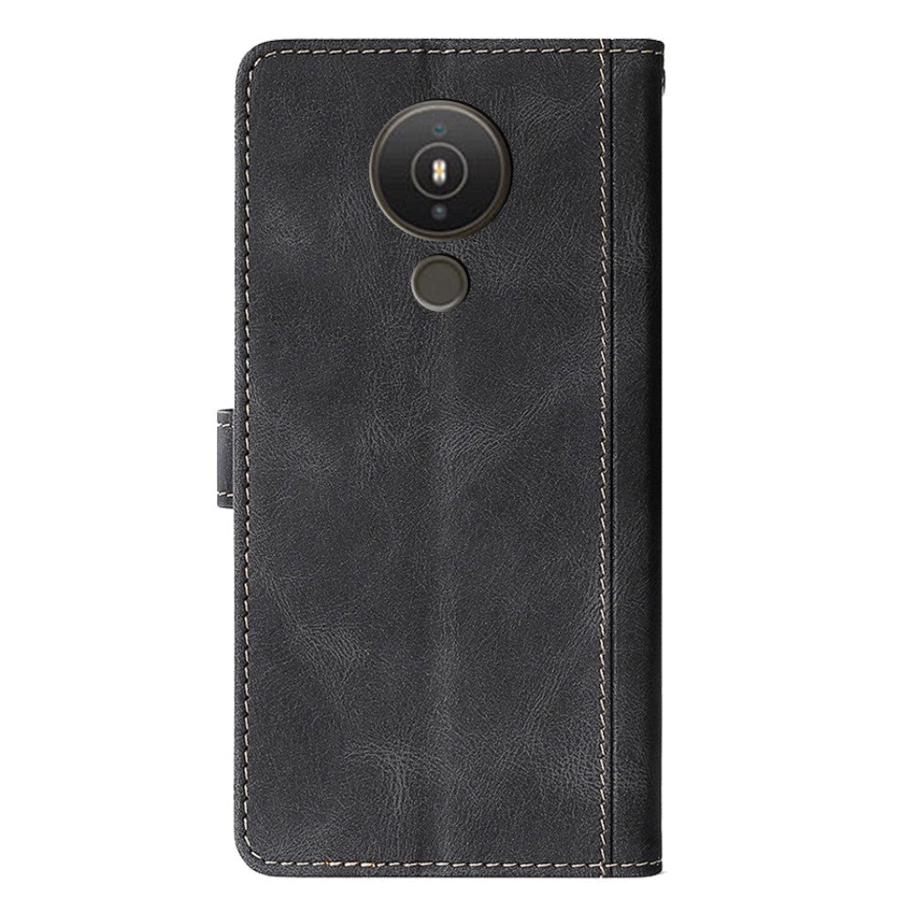 Nokia 1.4 Rustikk Tofarget Leather Flip Cover m. Lommebok - Svart / Grønn